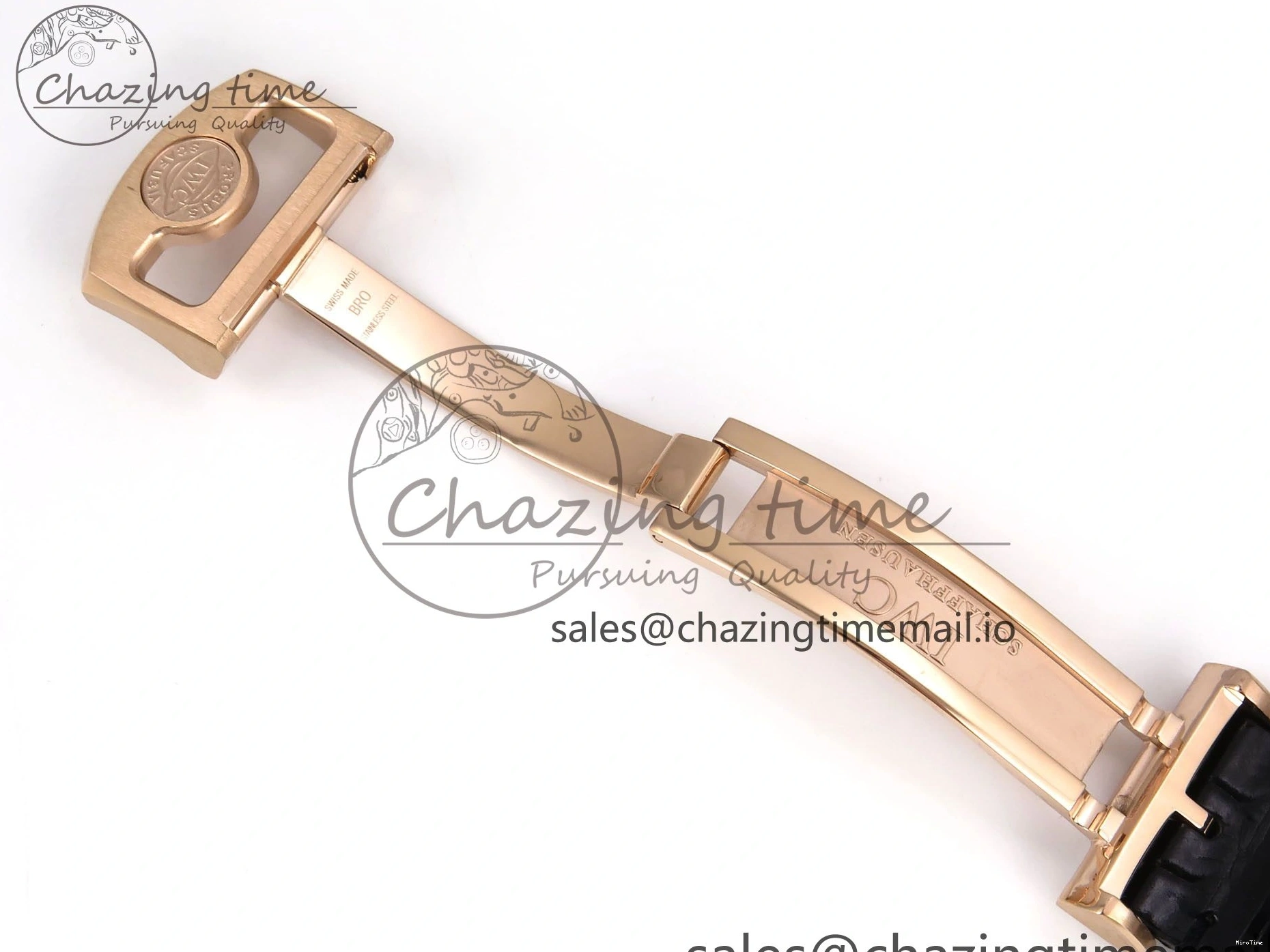 MIROTIME 0110 Portugieser Automatic 42mm RG APSF 1:1 Best Edition Black Dial on Black Leather Strap A Original 7007